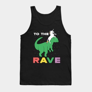 Unicorn riding the Dinosaur to the rave funny Tank Top